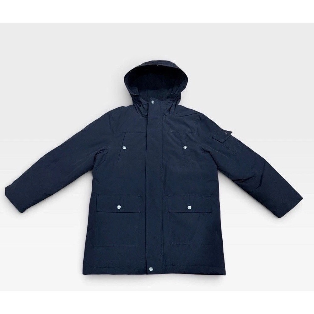 SwissTech Boys Navy Hooded Parka Jacket Zip Closure Size L (10-12)